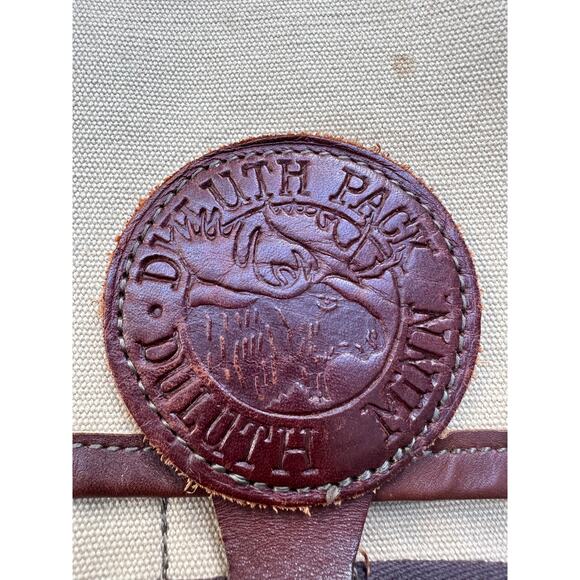 Vintage Duluth Pack Haversack Bag Leather canvas beige brown messenger - Picture 16 of 16